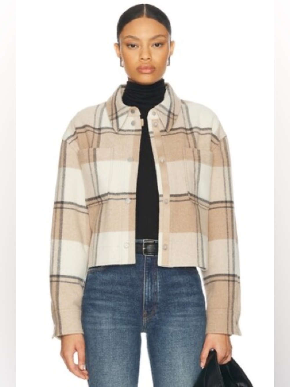 NWT Canada Goose Almandine Cropped Plaid Wool Shirt Jacket Desert Sand M